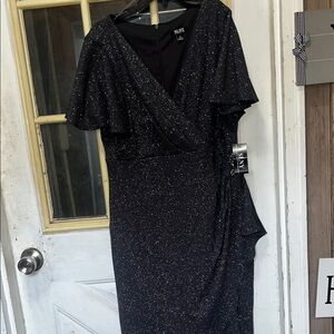 NWT SLNY Black Sparkle Midi Dress